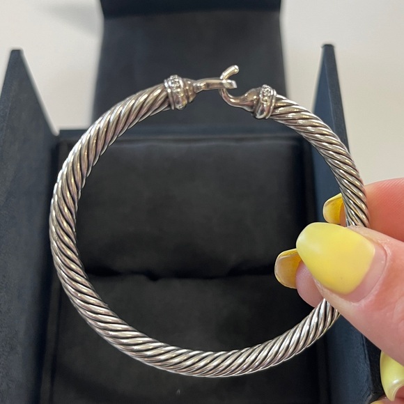 David Yurman Diamond Buckle Classic Cable Bracelet 5mm - Sterling Silver - Picture 10 of 14